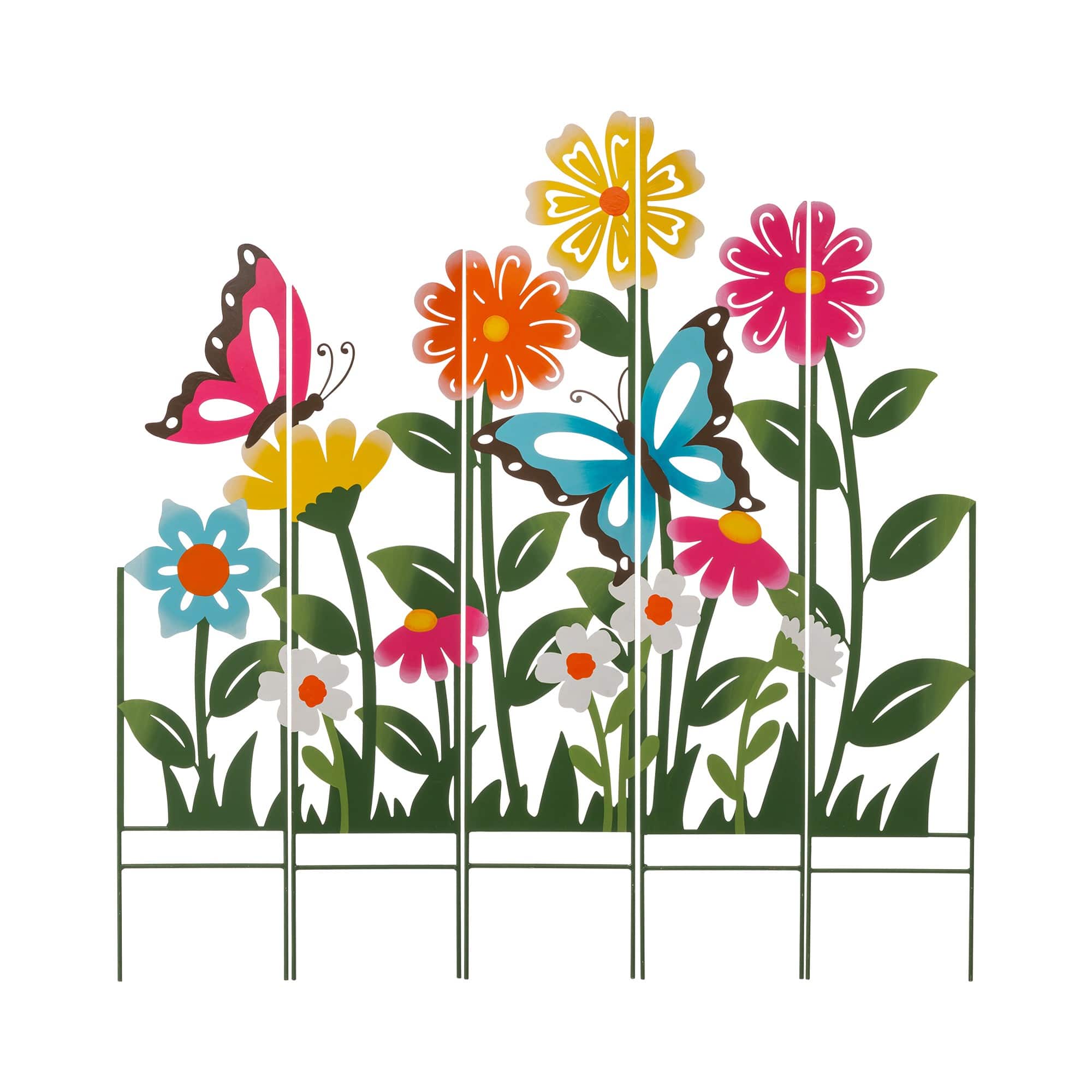 Glitzhome® 3.5ft. 5 Piece Metal Flowers Silhouette Yard Stake